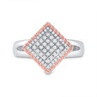 Captivating Rope Offset Square Diamond Cluster Ring - Splendid Jewellery