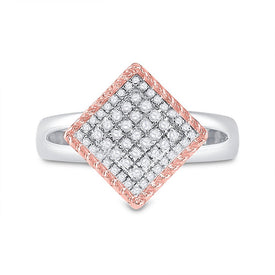 Captivating Rope Offset Square Diamond Cluster Ring - Splendid Jewellery