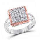 Captivating Rope Square Diamond Cluster Ring in Two - Tone Gold - Splendid Jewellery
