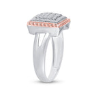 Captivating Rope Square Diamond Cluster Ring in Two - Tone Gold - Splendid Jewellery