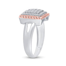 Load image into Gallery viewer, Captivating Rope Square Diamond Cluster Ring in Two - Tone Gold - Splendid Jewellery
