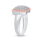 Captivating Rope Square Diamond Cluster Ring in Two - Tone Gold - Splendid Jewellery