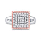 Captivating Rope Square Diamond Cluster Ring in Two - Tone Gold - Splendid Jewellery