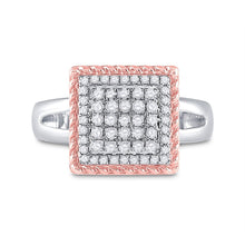 Load image into Gallery viewer, Captivating Rope Square Diamond Cluster Ring in Two - Tone Gold - Splendid Jewellery