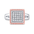 Captivating Rope Square Diamond Cluster Ring in Two - Tone Gold - Splendid Jewellery