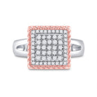Captivating Rope Square Diamond Cluster Ring in Two-Tone Gold - Alternate view 4 from Splendid Jewellery