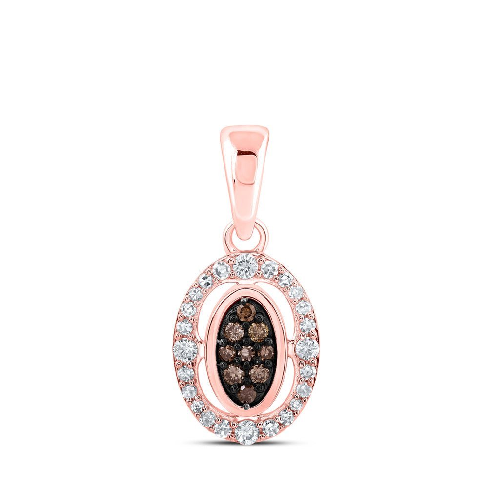Captivating Rose Gold Brown Diamond Oval Pendant - Splendid Jewellery