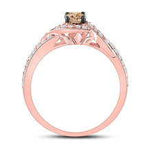 Load image into Gallery viewer, Captivating Rose Gold Brown Diamond Solitaire Fashion Ring - Second Side View
