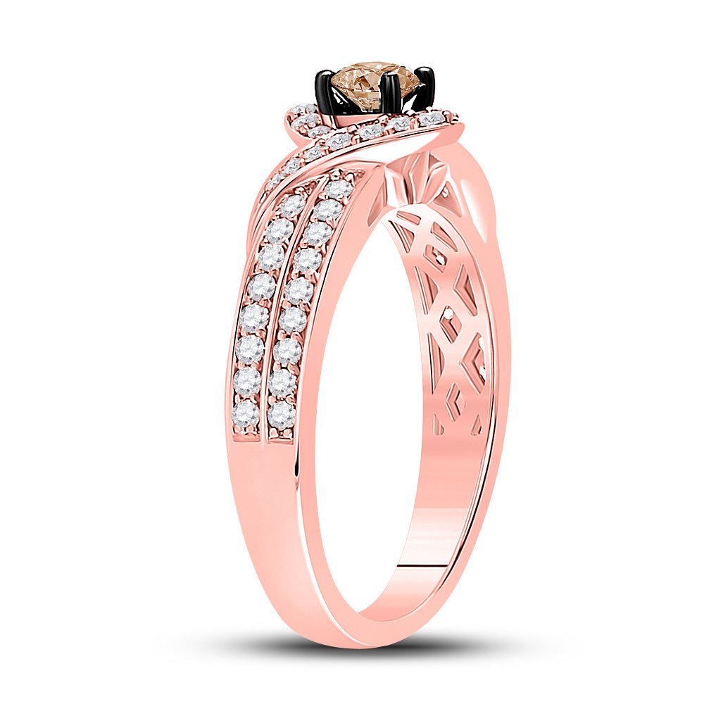 Captivating Rose Gold Brown Diamond Solitaire Fashion Ring - Splendid Jewellery
