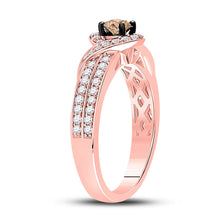 Load image into Gallery viewer, Captivating Rose Gold Brown Diamond Solitaire Fashion Ring - Side View
