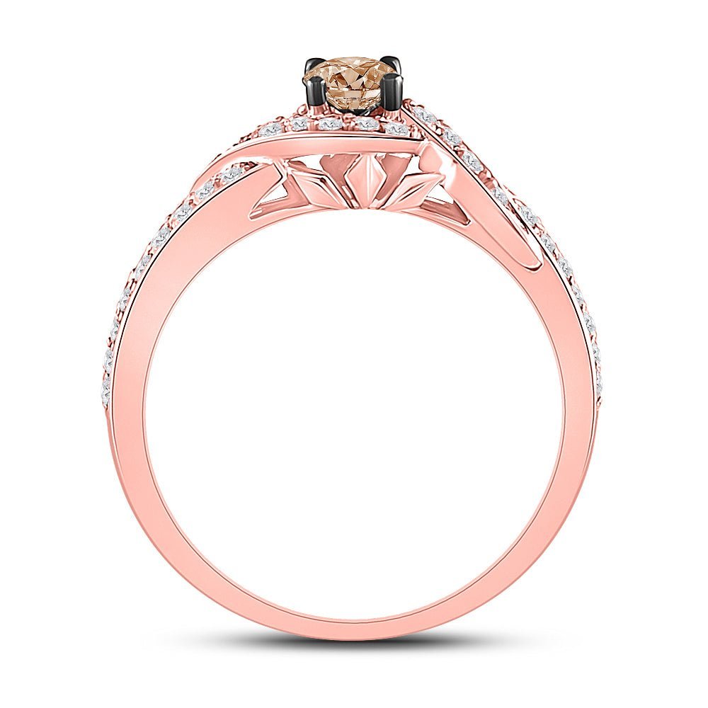 Captivating Rose Gold Brown Diamond Solitaire Fashion Ring - Splendid Jewellery