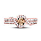 Captivating Rose Gold Brown Diamond Solitaire Fashion Ring - Front View