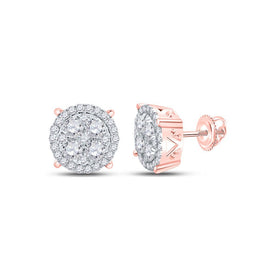 Captivating Rose Gold Diamond Circle Cluster Earrings - Splendid Jewellery