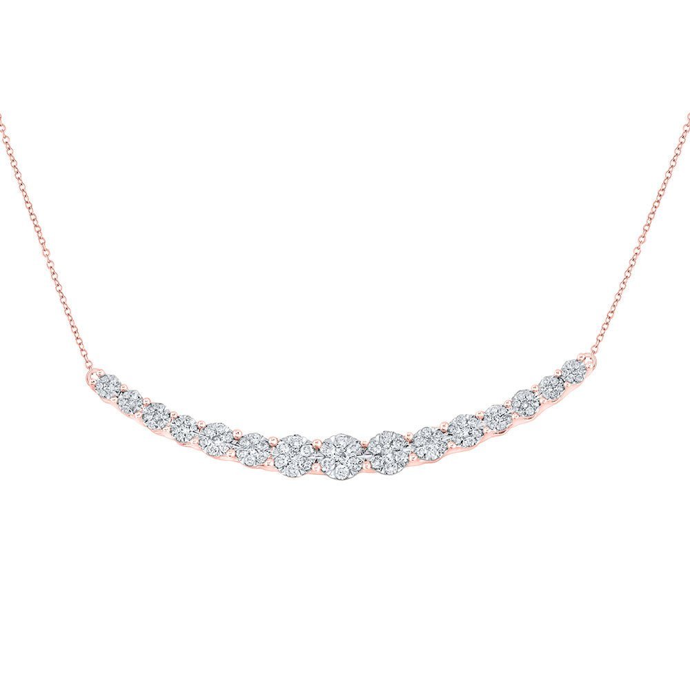 Captivating Rose Gold Diamond Cluster Bar Necklace - Splendid Jewellery