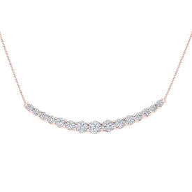 Captivating Rose Gold Diamond Cluster Bar Necklace - Splendid Jewellery