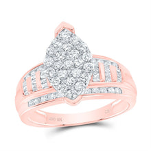Load image into Gallery viewer, Captivating Rose Gold Diamond Cluster Bridal Ring - A Dazzling Symbol of Love and Elegance - Alternate view 1 from Splendid Jewellery