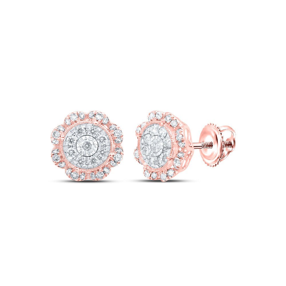 Captivating Rose Gold Diamond Cluster Earrings - Splendid Jewellery