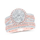 Captivating Rose Gold Diamond Cluster Wedding Ring Set - Splendid Jewellery