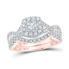 Captivating Rose Gold Diamond Halo Bridal Wedding Ring Set - Splendid Jewellery
