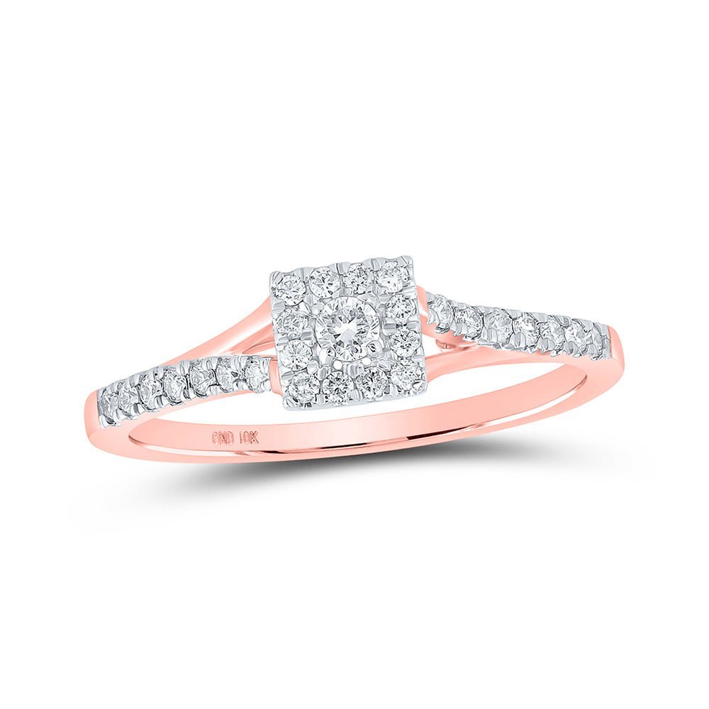 Captivating Rose Gold Diamond Halo Promise Ring - Splendid Jewellery