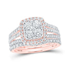 Captivating Rose Gold Diamond Square Bridal Wedding Ring Band Set - Splendid Jewellery