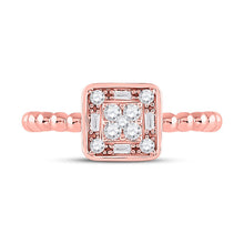 Load image into Gallery viewer, Captivating Rose Gold Diamond Square Cluster Ring Front view from the 10Kt Rose Gold Womens Round Diamond Square Cluster Ring 1 4 Cttwpin282740 collection by Splendid Jewellery