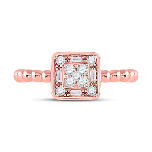 Captivating Rose Gold Diamond Square Cluster Ring - Splendid Jewellery