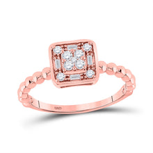 Load image into Gallery viewer, Captivating Rose Gold Diamond Square Cluster Ring Top view from the 10Kt Rose Gold Womens Round Diamond Square Cluster Ring 1 4 Cttwpin282740 collection by Splendid Jewellery