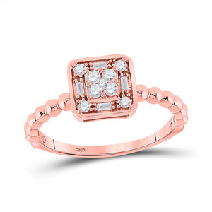 Captivating Rose Gold Diamond Square Cluster Ring - Splendid Jewellery