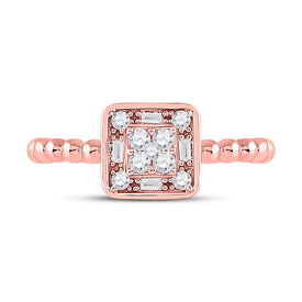 Captivating Rose Gold Diamond Square Cluster Ring - Splendid Jewellery