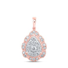 Captivating Rose Gold Diamond Teardrop Cluster Pendant - Splendid Jewellery