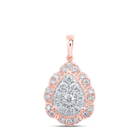 Captivating Rose Gold Diamond Teardrop Cluster Pendant - Splendid Jewellery