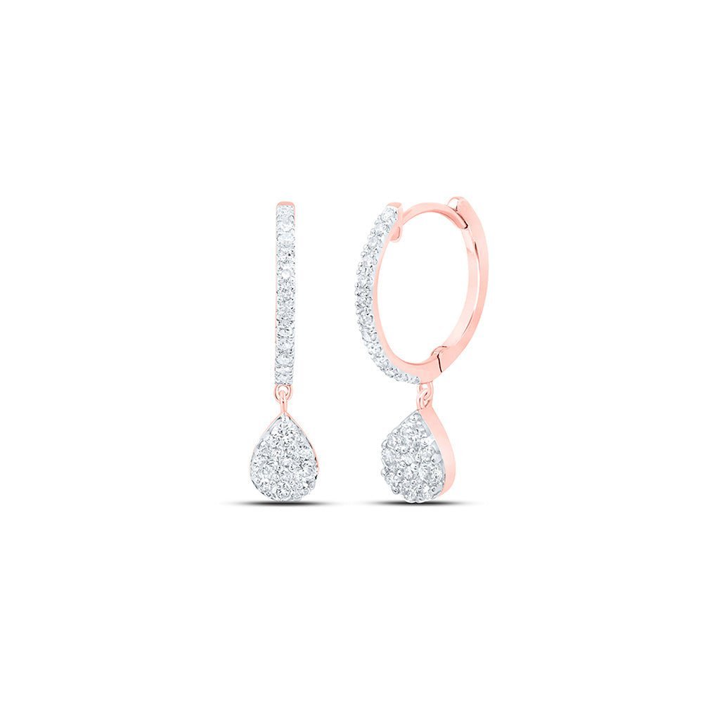 Captivating Rose Gold Diamond Teardrop Hoop Earrings - Splendid Jewellery