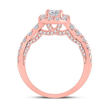 Load image into Gallery viewer, Captivating Rose Gold Halo Diamond Bridal Wedding Ring - Side View