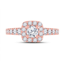 Load image into Gallery viewer, Captivating Rose Gold Halo Diamond Bridal Wedding Ring - Front View