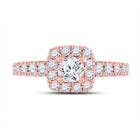 Captivating Rose Gold Halo Diamond Bridal Wedding Ring - Front View