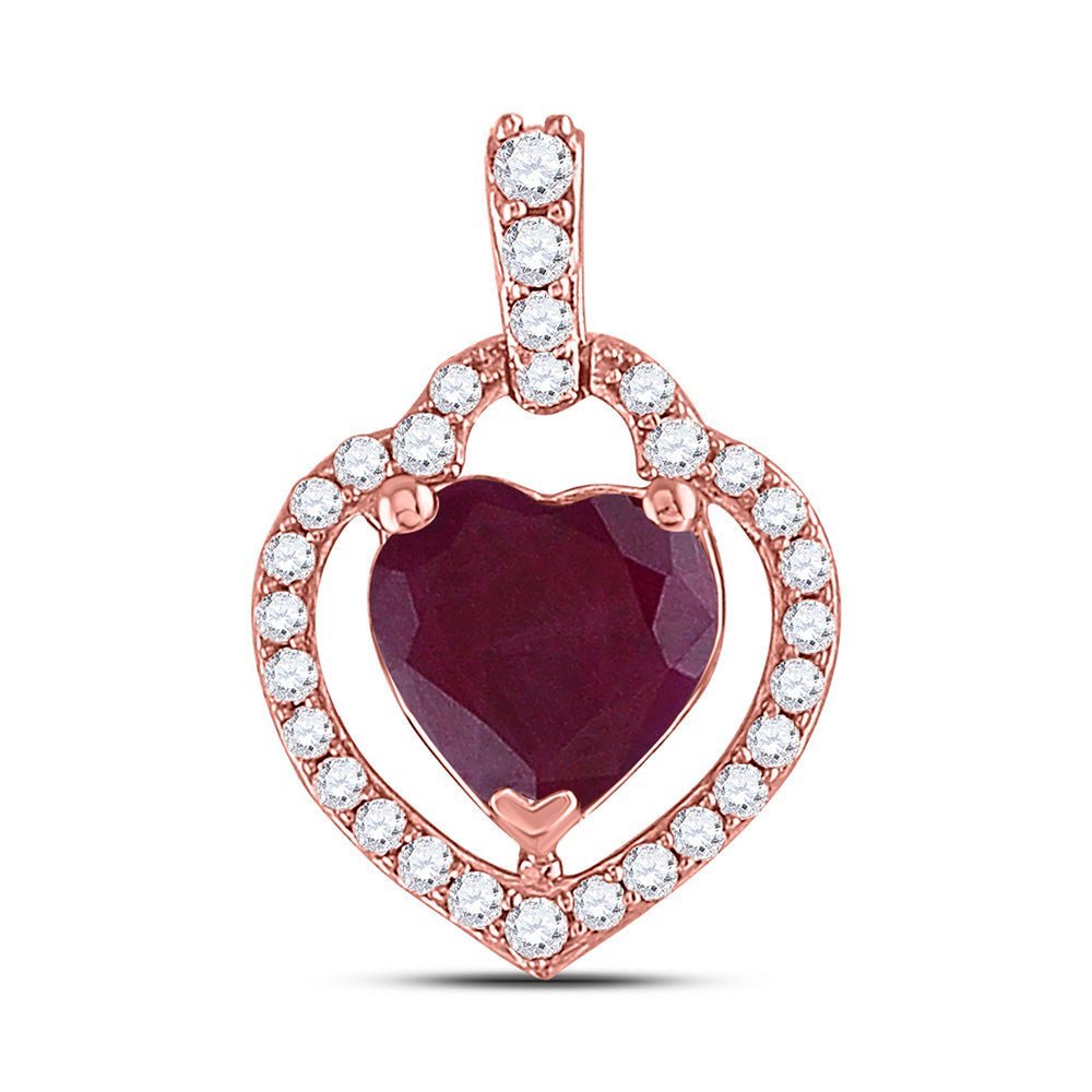 Captivating Rose Gold Heart & Ruby Pendant - Splendid Jewellery