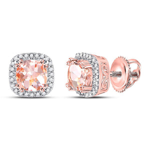 Captivating Rose Gold Morganite Diamond Halo Earrings - Splendid Jewellery