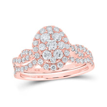 Load image into Gallery viewer, Captivating Rose Gold Oval Diamond Cluster Bridal Wedding Ring Set - Splendid Jewellery