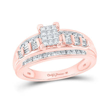 Load image into Gallery viewer, Captivating Rose Gold Princess Diamond Cluster Bridal Wedding Ring - Splendid Jewellery