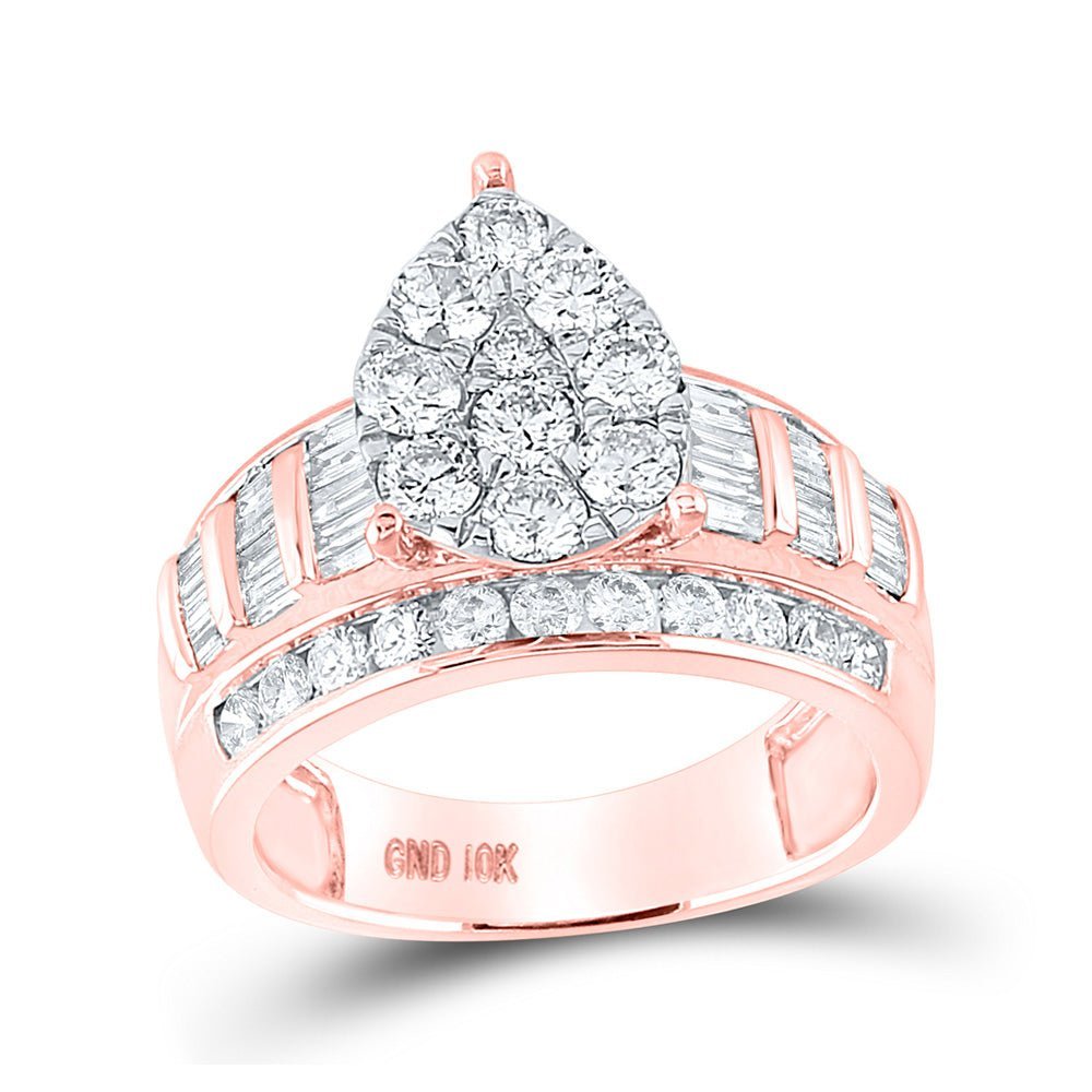 Captivating Rose Gold Tear Cluster Diamond Wedding Ring - Splendid Jewellery