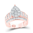 Captivating Rose Gold Tear Cluster Diamond Wedding Ring - Splendid Jewellery