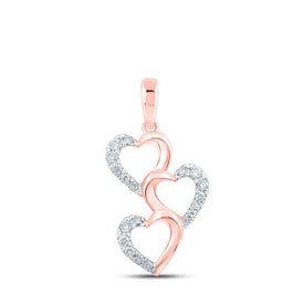 Captivating Rose Gold Triple Heart Diamond Pendant - Splendid Jewellery