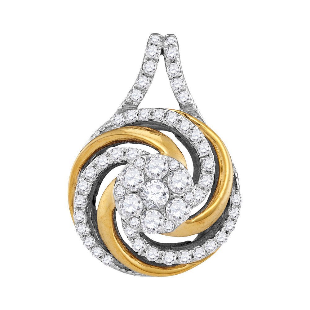 Captivating Swirl Cluster Diamond Pendant | 10kt Two - tone Gold 1/2 Cttw - Splendid Jewellery