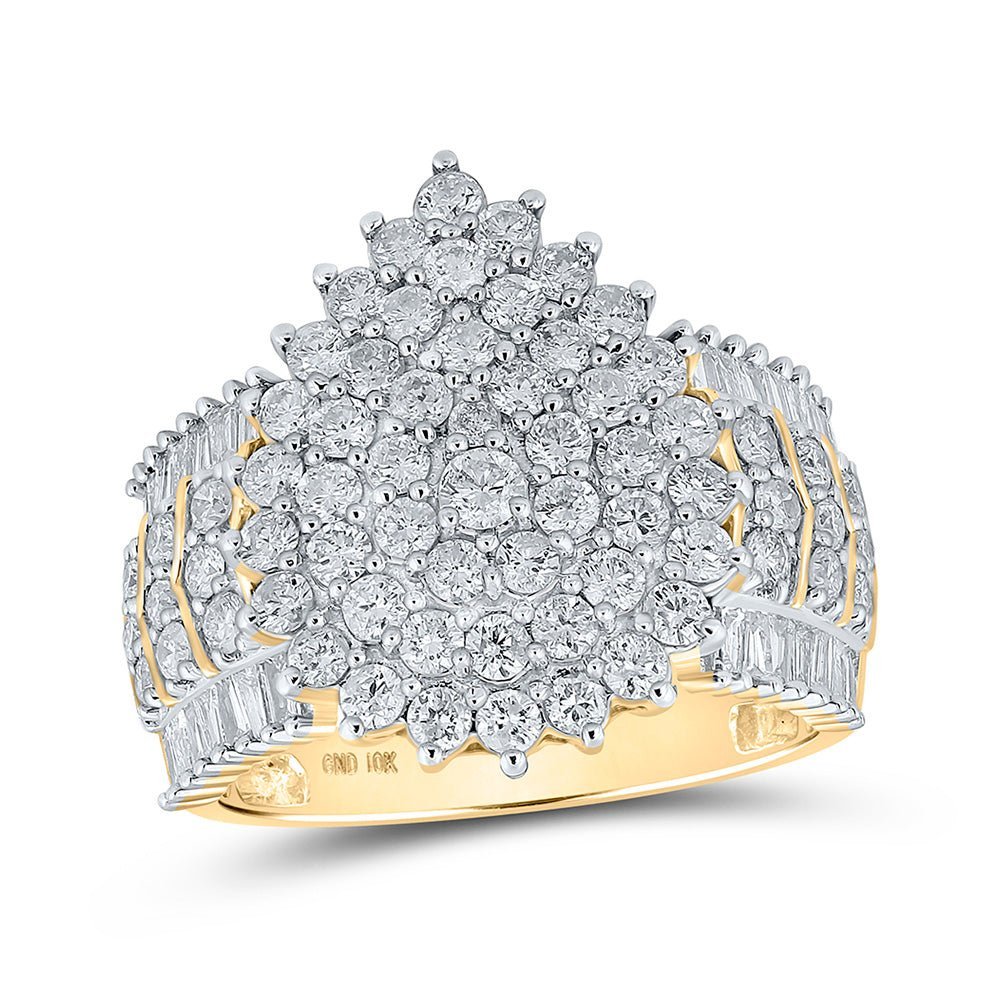 Captivating Tear - Shaped Diamond Cluster Ring in 10kt Yellow Gold - Splendid Jewellery