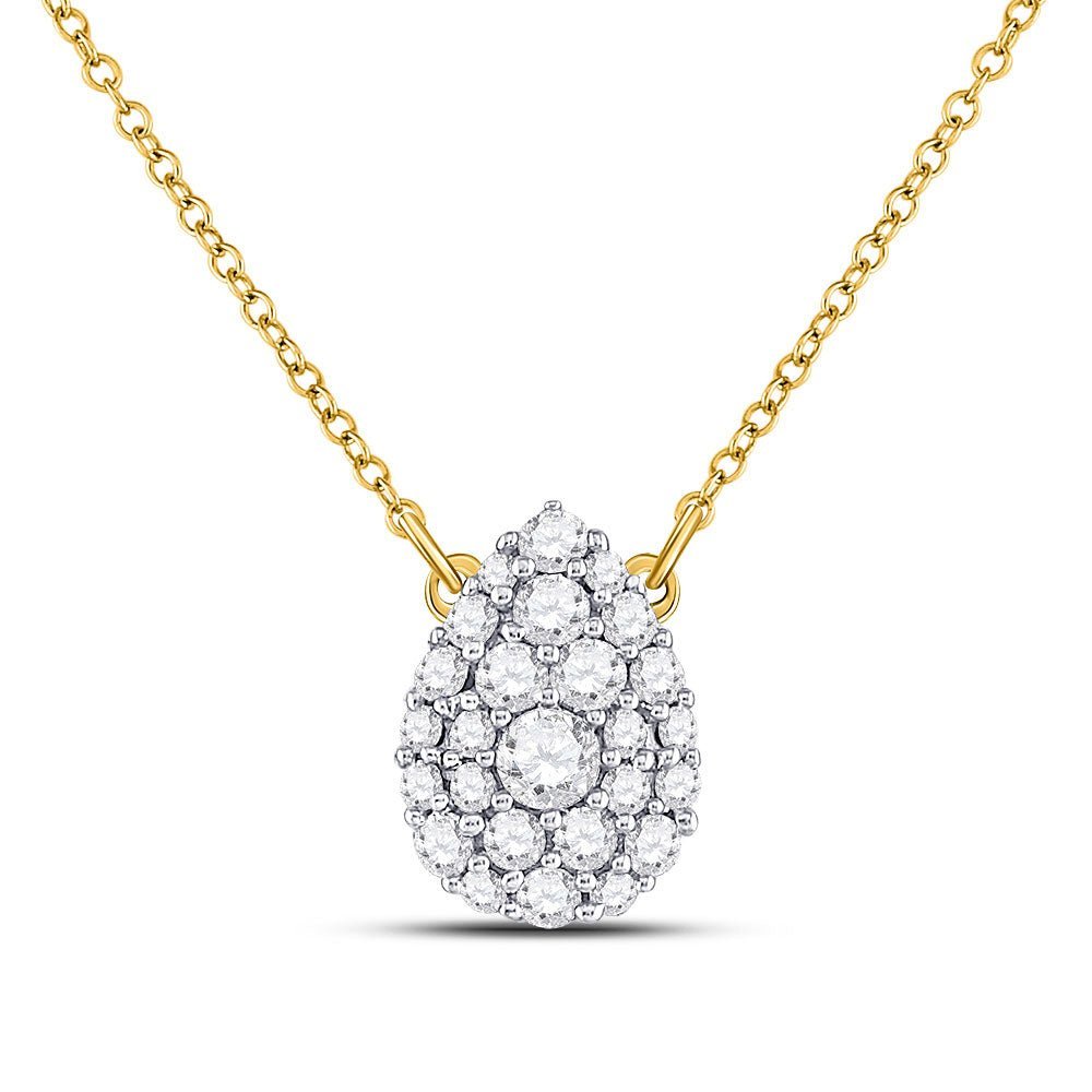 Captivating Teardrop Cluster Diamond Pendant Necklace - Splendid Jewellery