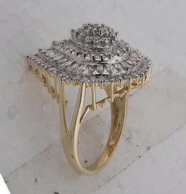 Captivating Teardrop Cluster Diamond Ring in 10kt Yellow Gold - Splendid Jewellery