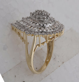 Captivating Teardrop Cluster Diamond Ring in 10kt Yellow Gold Top View from Splendid Jewellery