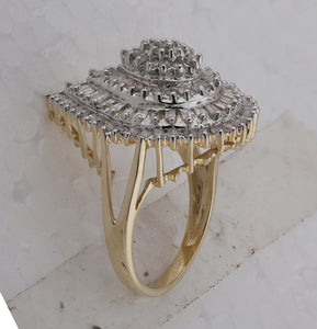 Captivating Teardrop Cluster Diamond Ring in 10kt Yellow Gold - Splendid Jewellery