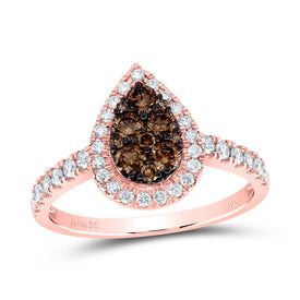 Captivating Teardrop Diamond Cluster Ring in 10kt Rose Gold Top View from Splendid Jewellery